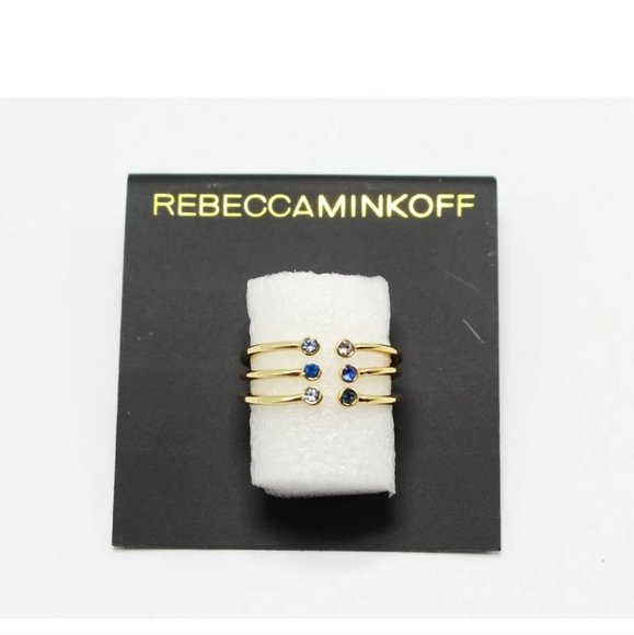 REBECCA MINKOFF GOLD RINESTONE OMBRE BUBBLE CLAW RING - Picture 2 of 5